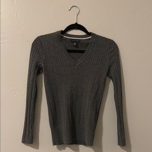 Tommy Hilfiger Grey V-Neck Cable Knit Sweater